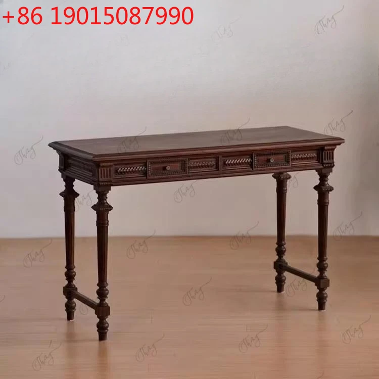 

Сельская гравировка домашнего стола из цельного дерева, французское ретро, полная высококачественная настройка