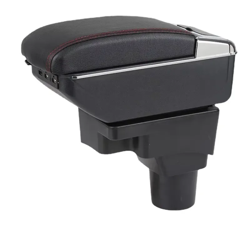 Universal Leather Car Central Armrest Storage Box with USB Charger Center Console Organizer