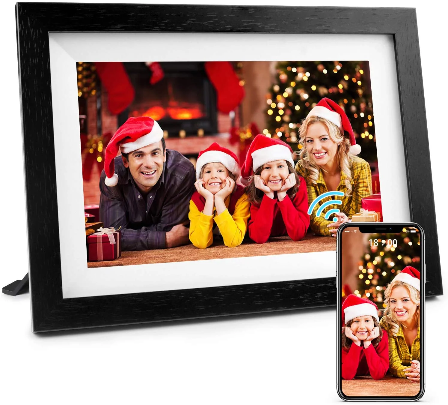 Frameo Apps 10.1 Inch Digital Wifi  Wooden Photo Picture Frame IPS 800*1280 Share Your Moment By Phone