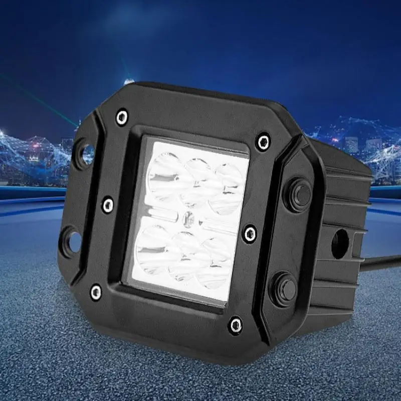 Flashing Led Off-Road Vehicle Roof Light 18w Square Lamp Warning Light Car Modification Aluminum Alloy Three Proof Spotlight