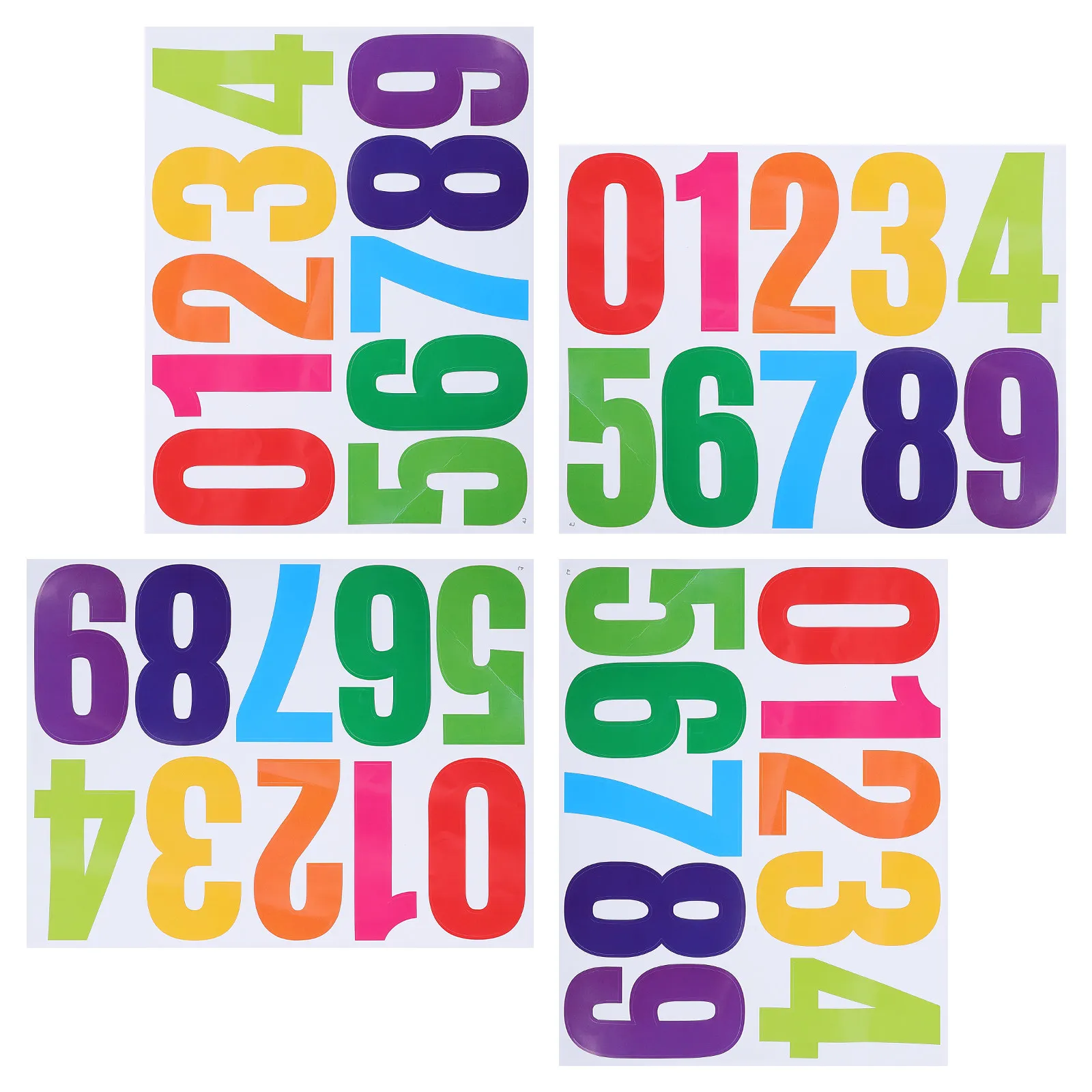 4Sets Waterproof Vinyl Number Stickers 4 Inch High Visibility Self Adhesive Multicolor for Mailbox Trash Can Warehouse Locker