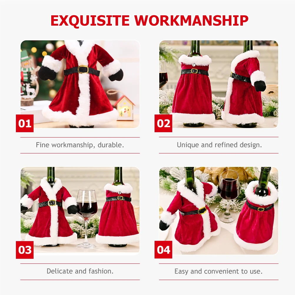 

2 Pcs Santa Claus Wine Bottle Decoration for Bottles Ornament Sleeve Decorative Cover Christmas