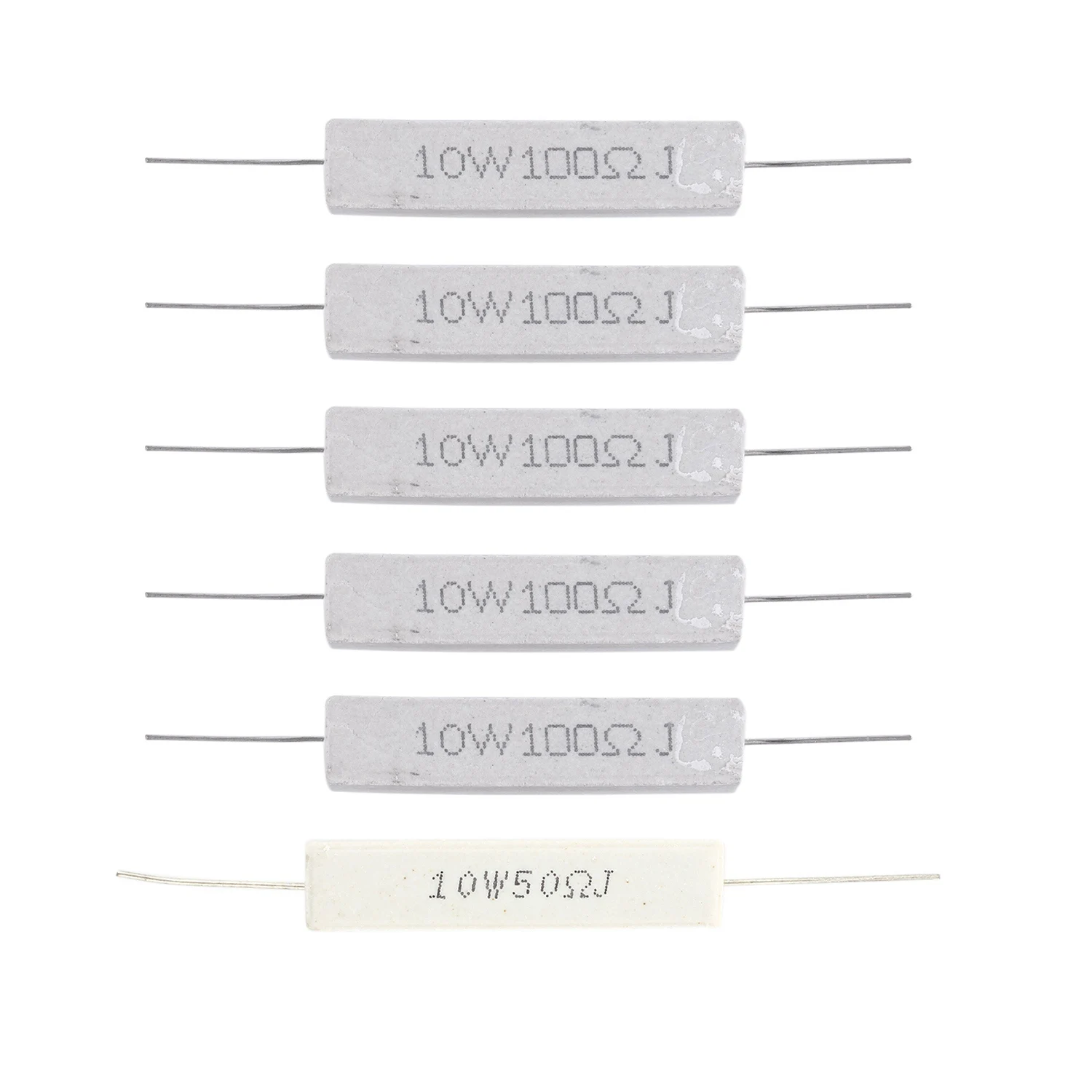 10 szt. Rezystor cementowy 10W 5% 10 Watów - 5 szt. 50 Ohm i 5 szt. 100 Ohm