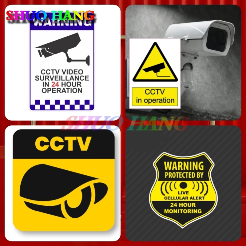 Warning CCTV Security Surveillance Camera Decal Sticker Sign Caution Protection CCTV In Operation Vinyl Sticker shop office home