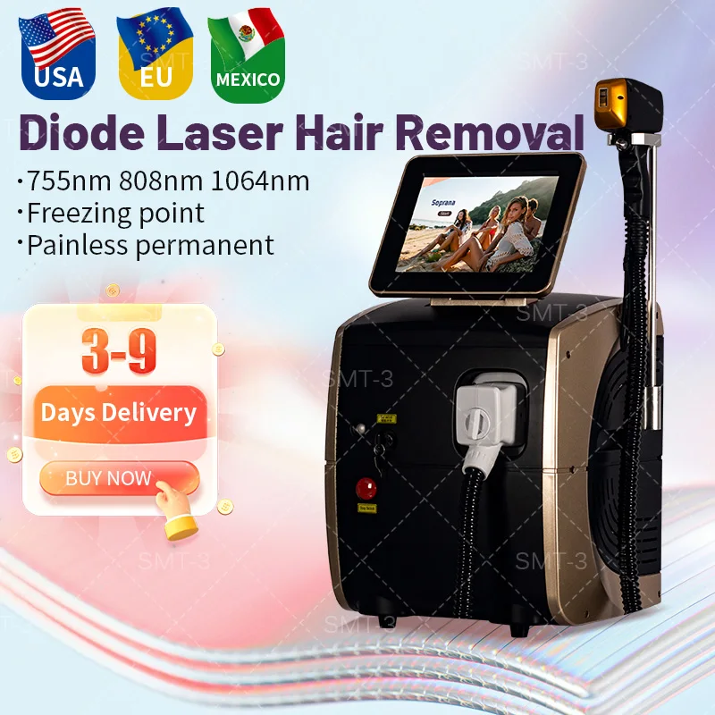 

Newest High power Permanent 755 808 1064 808 nm Ice Platinum Titanium 3 wavelength Diode Laser Hair Remova lMachine