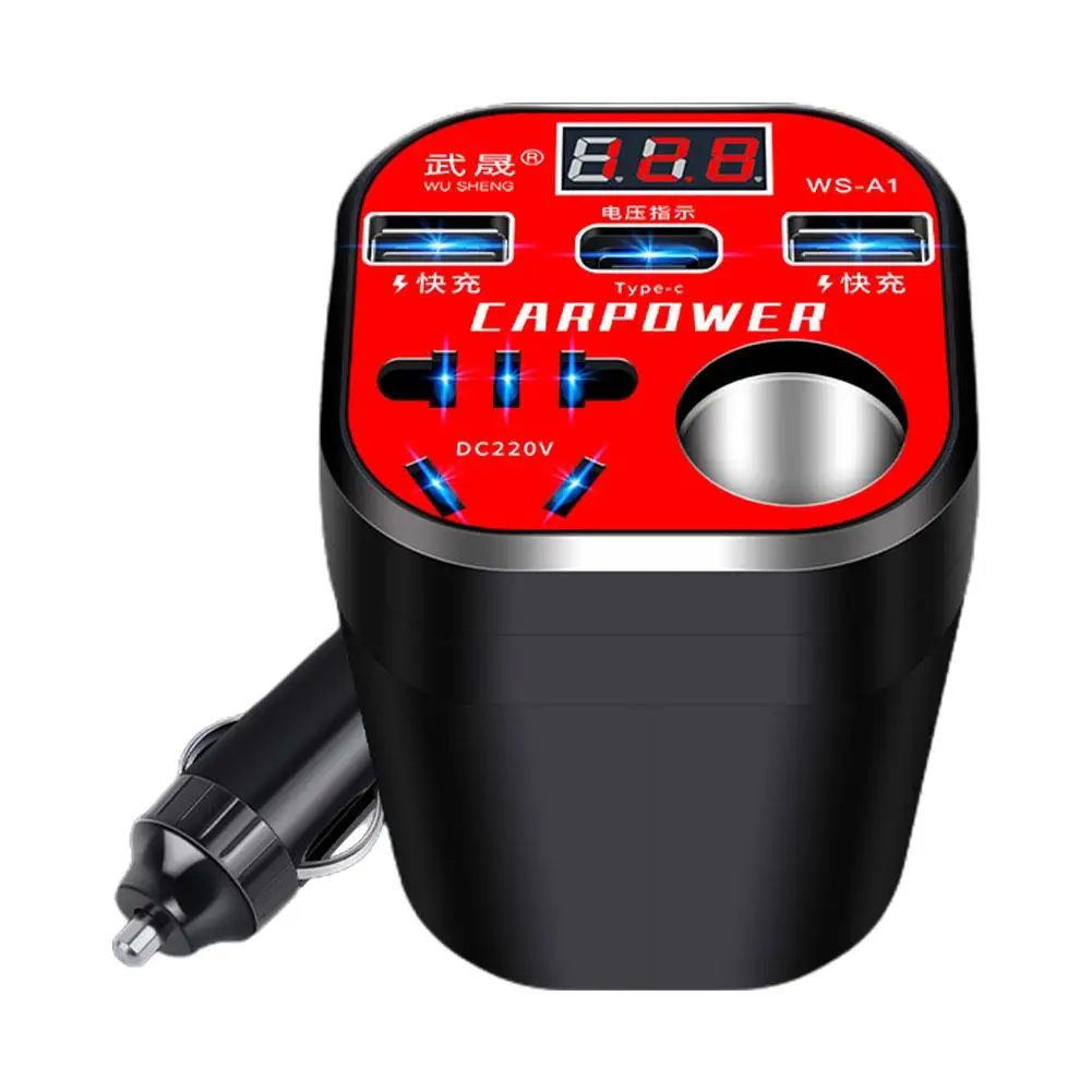 Car Mounted Cup Type Inverter Converter QC Charger Car Power Inverter 24V 12v 220v Fonte Automotiva Power Inverter