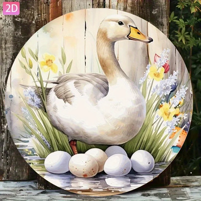 2D Flat - 2D Plane, 2D Plane + 1pc of Watercolor Easter Duck 14 Inch Vintage Wall Decor Aluminum Sign, Suitable for Courtyard, G