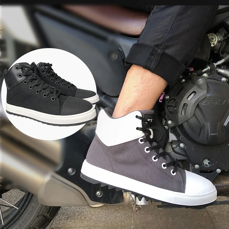 Men Motorcycle boots Breathable Anti-fall Rider Road Racing Casual Shoes Boots Gear Shift Rubber Sole Reflective Motorbike Shoes