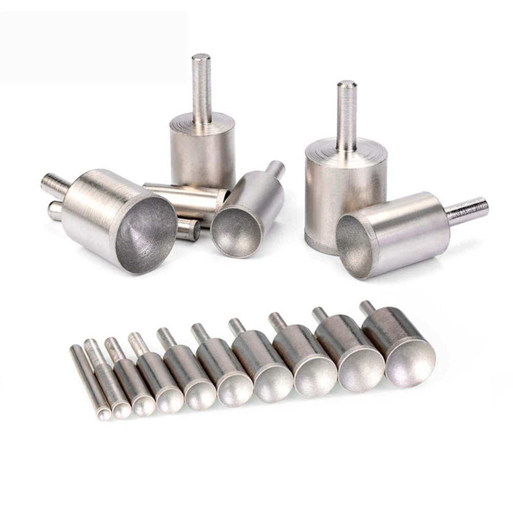 1 Pc Polishing Bit Diamond Burr Grinding Head 3-25mm Fine Sand Cylinder Concave For Bead Shaping Tools Electric Grinder Parts