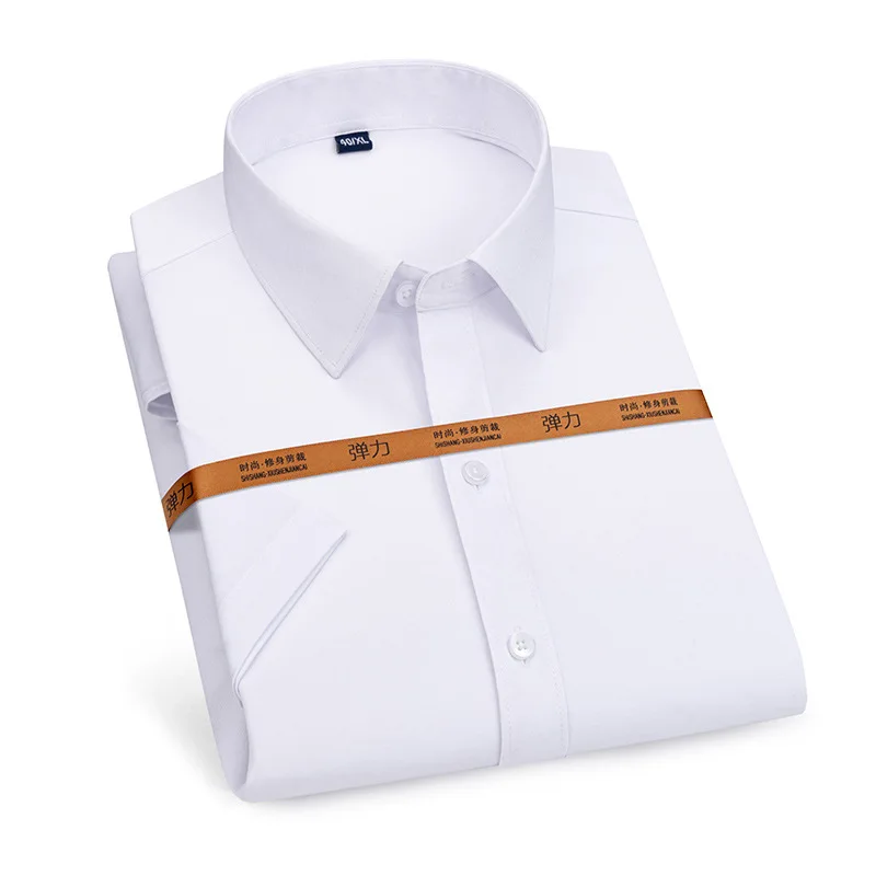 Men's short-sleeved shirt Business casual tooling solid color high-quality non-ironing slim fashion trend top shirt white shirt