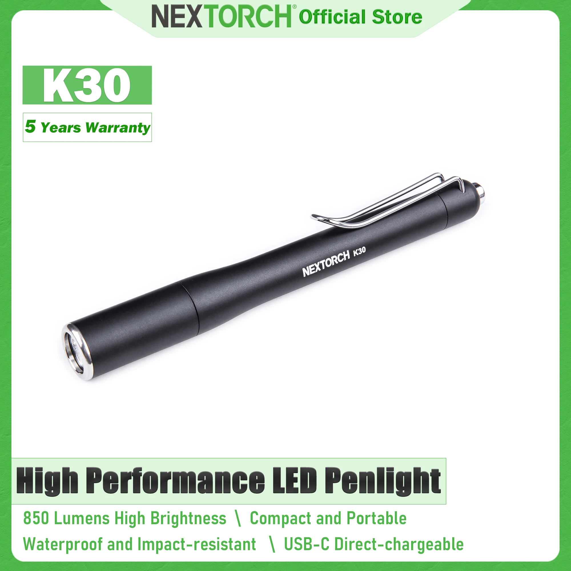 NEXTORCH K30 850 Lumen White LED Penlight EDC Rechargeable flashlight High Performance LED Penlight Compact and Portable