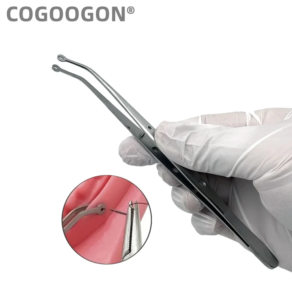 Dental Surgical Stitching Tweezer Cotton Dressing Forcep Slots Surgical Needle Tweezers Operation Serrated Tip