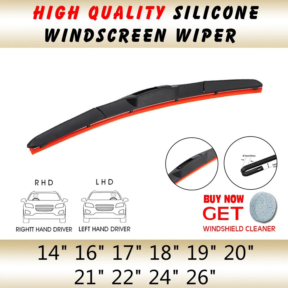 

1PCS Car Windshield Wiper U Hook type14" 16" 17" 18" 19" 20" 21" 22" 24" 26"Windshield Windscreen Red Silica Gel Car Accessories