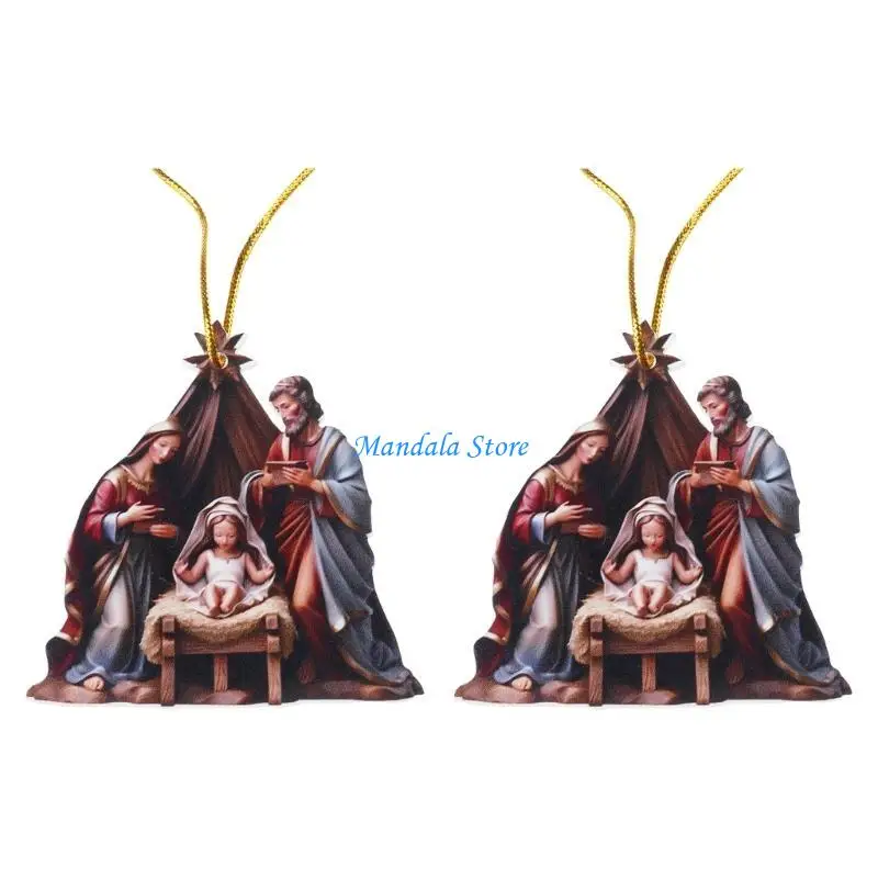 

U2JC Pack Of 2 Acrylic Ornamentation Nativity Scene Pendant Modern Interior Designs