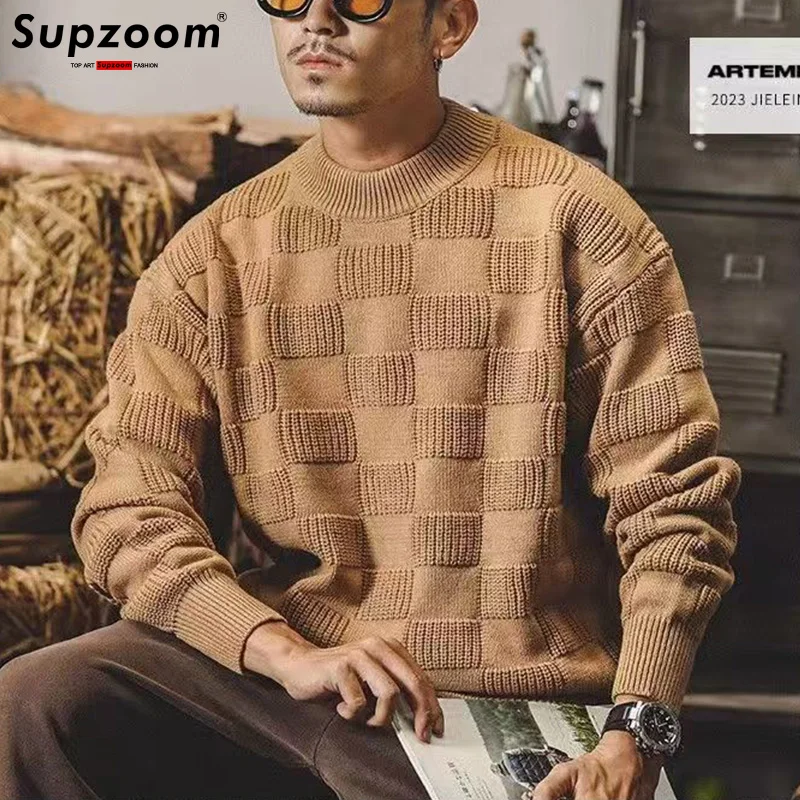 Supzoom 2024 New Arrival Retro Casual Cartoon Pulloverse Couple Men\'s Top Fashion Winter Couple Knitted Sweater