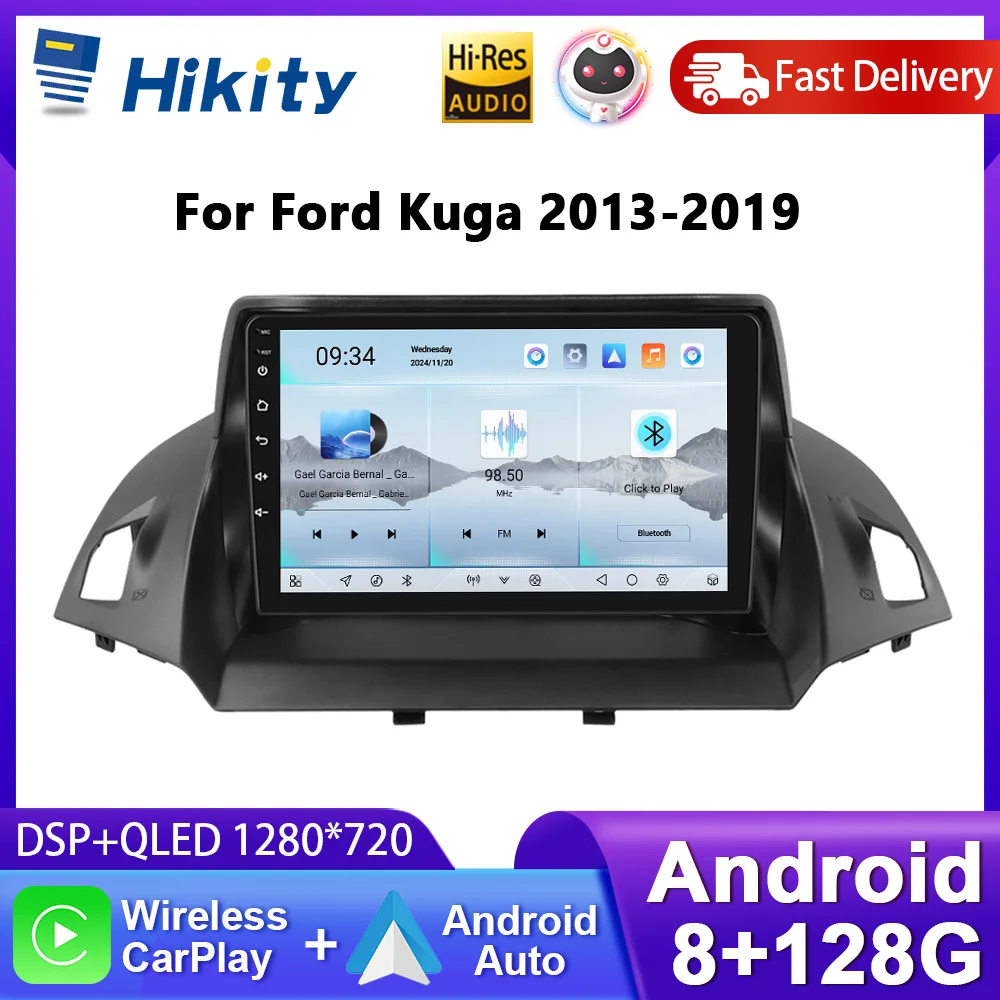 Hikity 9 ''Android Carplay autoradio per Ford Kuga 2013-2019 lettore multimediale RDS DSP Wifi GPS Bluetooth navigazione autoradio