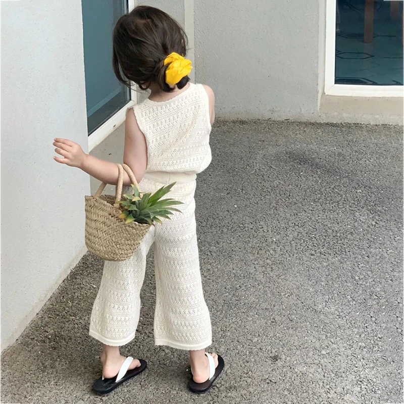 Girls Summer Clothes Sets Solid Color Clothes for Girls Vest + Short Costumes for Girls Toddler Korean Children Tracksuits