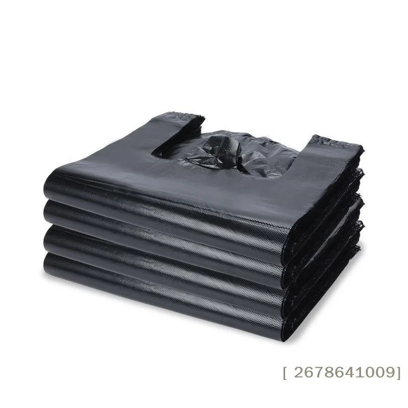 ⚑100Pcs Black Vest Plastic Bag Household Thickened Home Kitchen Office Clean Garbage Bin Disposable With Handle Plastic Bags