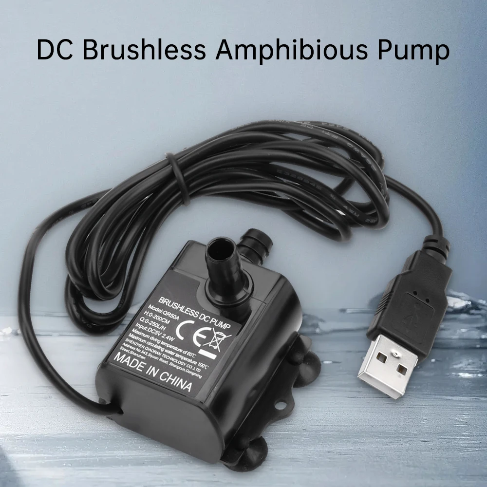 Mini Water Pump USB 5V 4.8W Ultra-Quiet Submersible for Aquarium Fountain Pet Water Dispenser Compact Size High Flow Rate