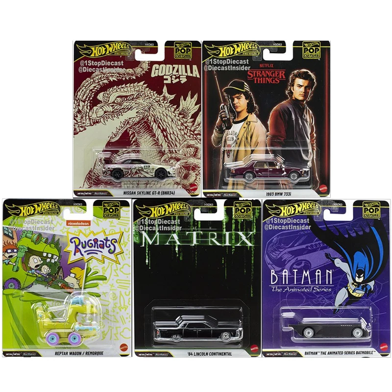 

Original Hot Wheels Premium Car Pop Culture Toys Boys 1/64 Diecast Reptar Wagon Nissan Skyline GTR BMW Lincoln Batman Batmobile