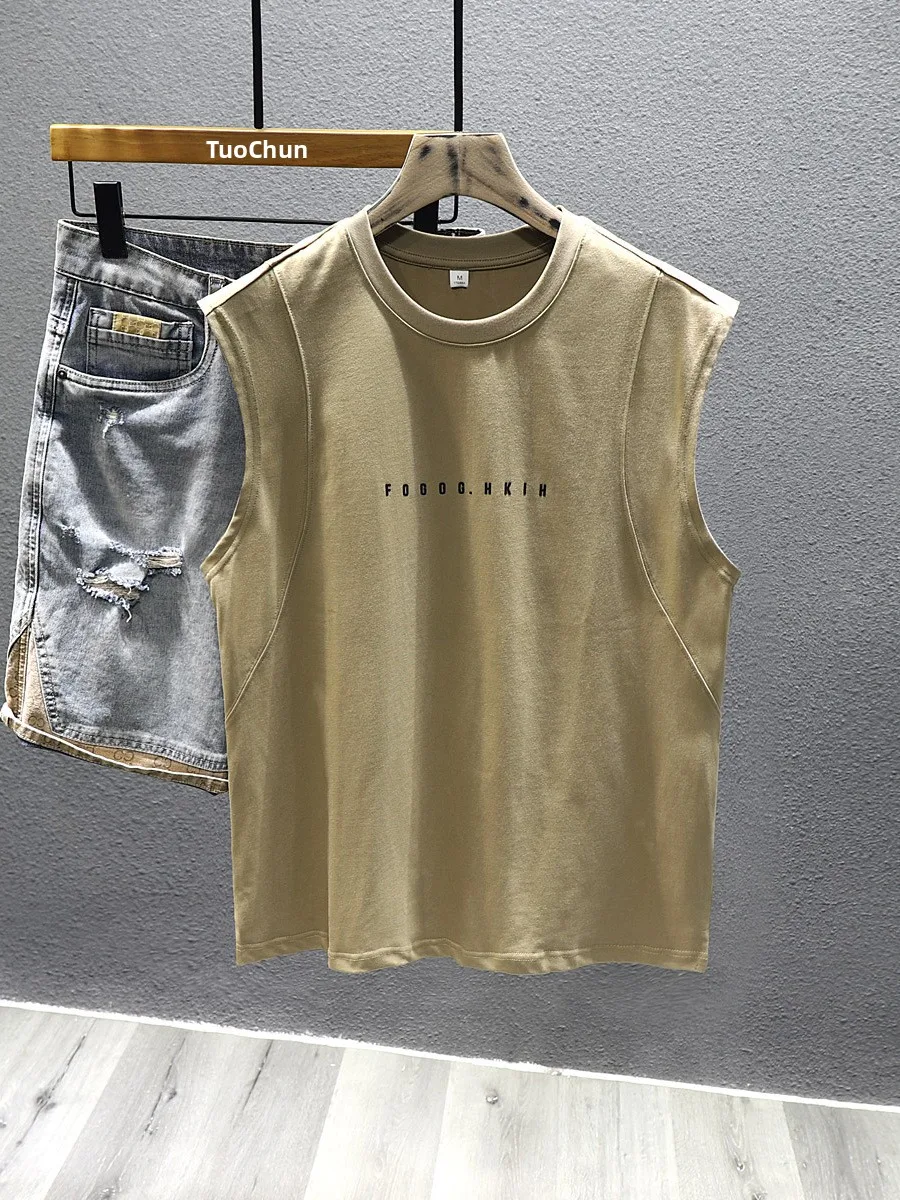 

Мужская майка из чистого хлопка Fitn, летняя свободная футболка с перекладиной Qui Dry Sport oulder, мужская модная брендовая футболка с широкими плечами...