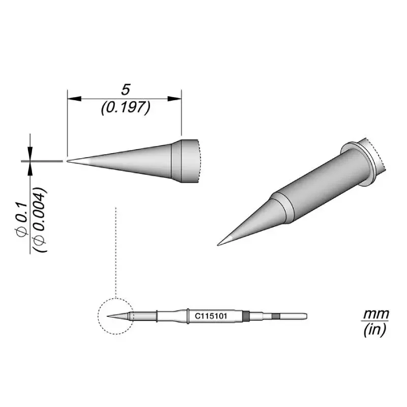 Original JBC High Precision C115-101 Conical Bent Cartridge Soldering Tips for Soldering Station NT115-A Nano Handle Tweezers