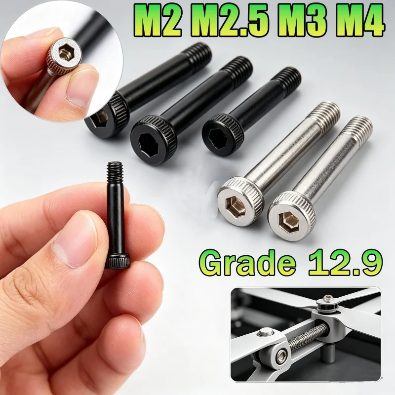 M2 M2.5 M3 M4 304 / 12.9 Grade Nickel Plated / Black Half Threaded Cup Head Hex Hexagon Socket Screws Shoulder Screw Bolts