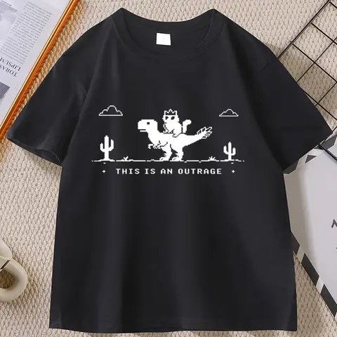 Princess Donut and Mongo T Shirt Men Women This Is An Outrage Tee Dungeon Crawler Carl Graphic T Shirts Cotton Short Sleeve Tops