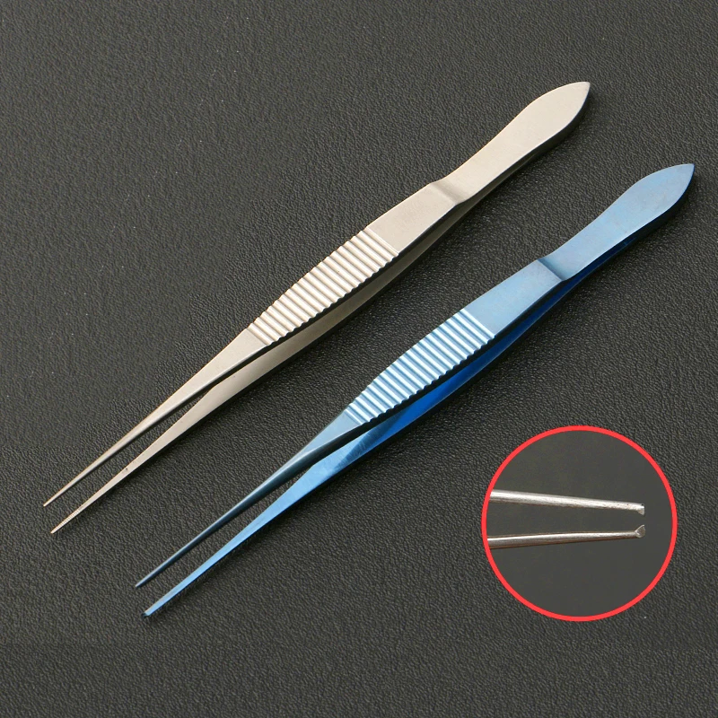 

Ophthalmic Tissue Forceps Conjunctiva tweezers Titanium 100mm Straight /Curved tip eye Surgical Instruments