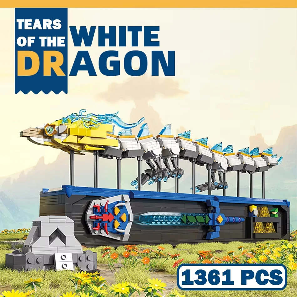 

1361 шт., креативные слезы, белый дракон, строительные блоки, ручка, связь, дикое дыхание, мастер-меч, рыцарь, щит, кирпичи, игрушки, подарок для детей