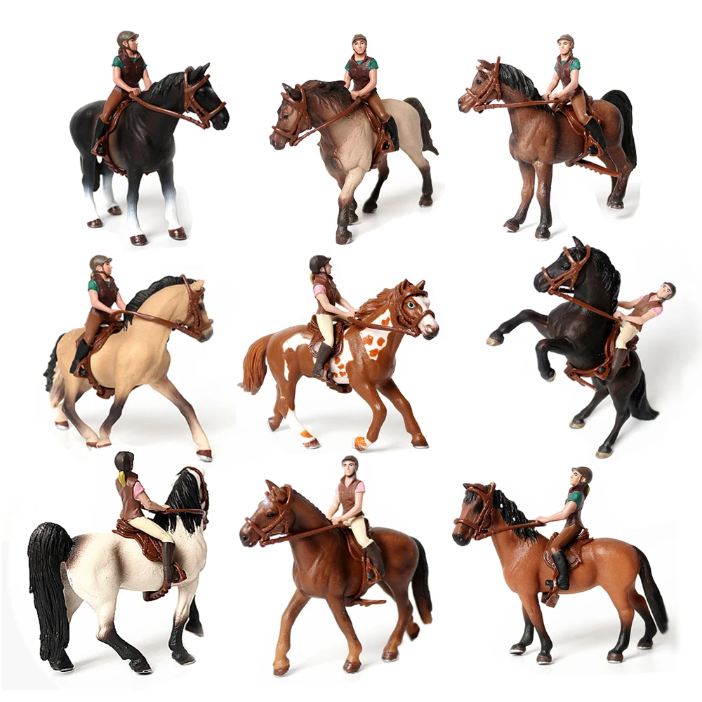 Horse Playset Animal Figurines Equestrian Rider Action Figure Farm Plastic Animals Toy Horses Novel Children Toys for Kids Gifts