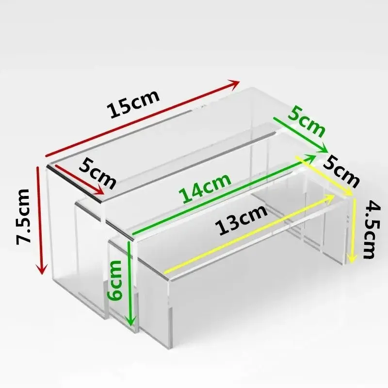 3Pcs/set 3mm Acrylic Display Stand Mini Figure Storage Rack Jewelry Cosmetic Lipstick Nail Polish Makeup Shelf Holder Organizer