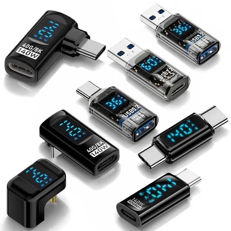 Conversor usb tipo c, 140w, 60w, 36w, display digital, 40gbps, 8k, vídeo, carregamento rápido, adaptador usb para iphone 17, ipad, monitor de laptop