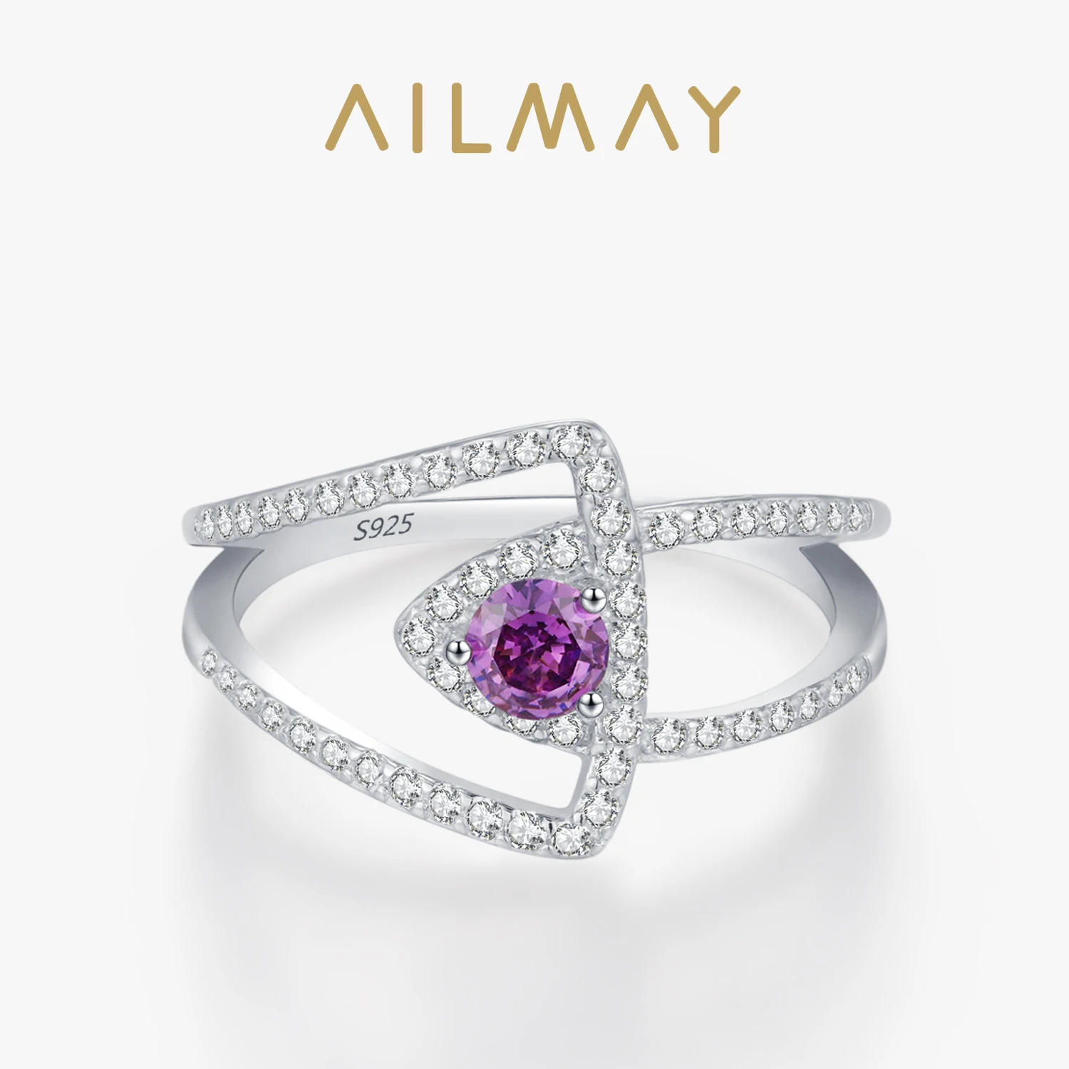 

Женское Двухслойное кольцо из серебра 925 пробы с фиолетовым Цирконом