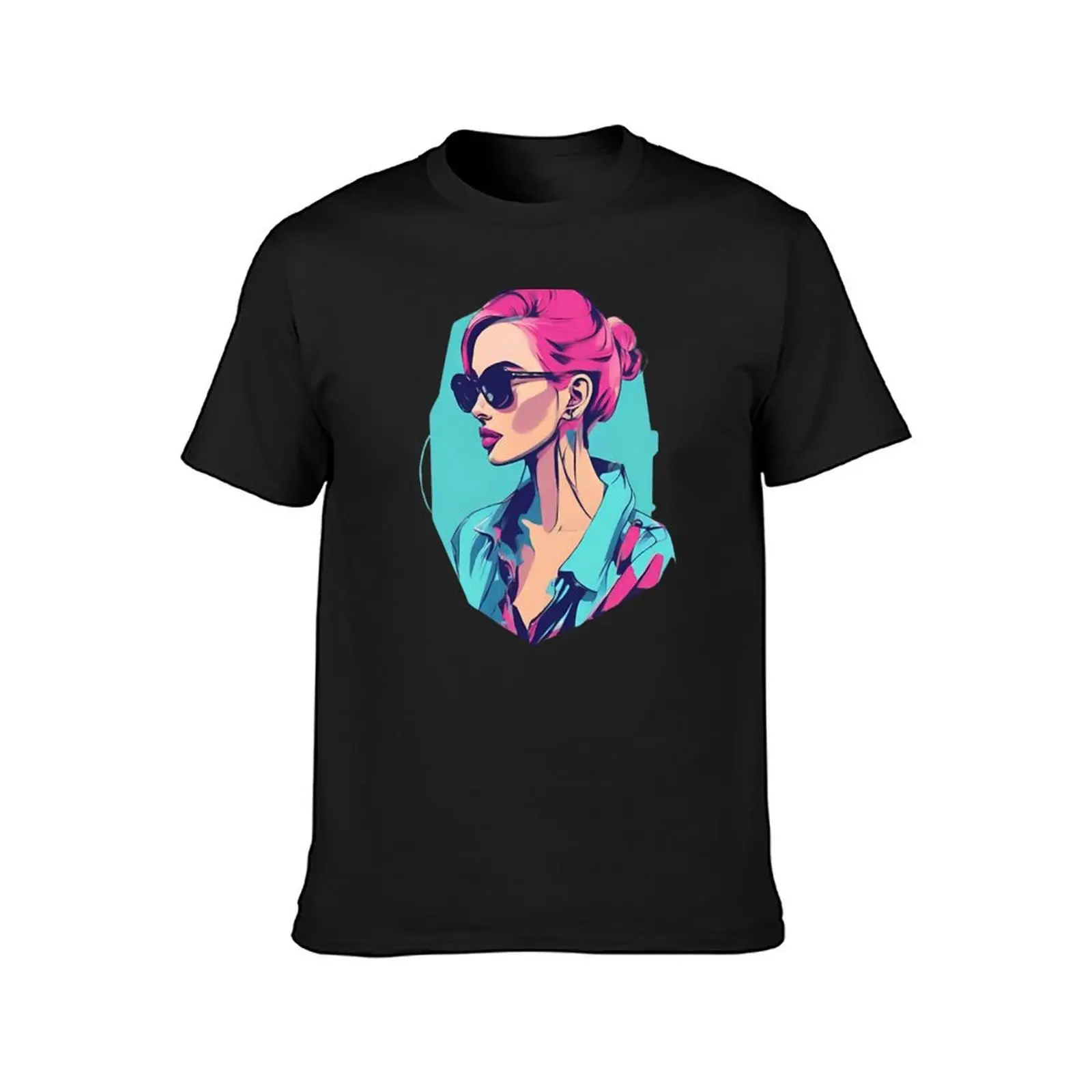 Turquoise and Pink - Modern Pop Art Woman Portrait For Your Flair - Pop Art T-Shirt customizeds boys animal print Men's t shirts