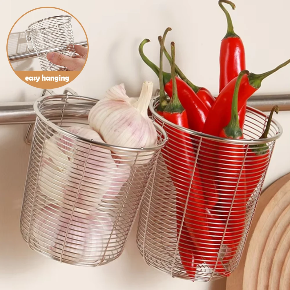 304 Stainless Steel Wall Mounted Chopstick Holder, Hanging Fork Spoon Drainer Basket, Kitchen Utensil Organizer, Dishwasher Safe