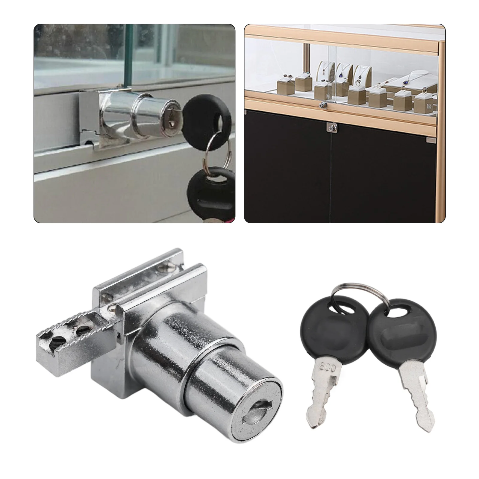 Sliding Lock For Glass Door Cabinets With Keys Zinc Alloy Display Showcase Lock Suitable For 5 8mm Glass Doors Easy Installation