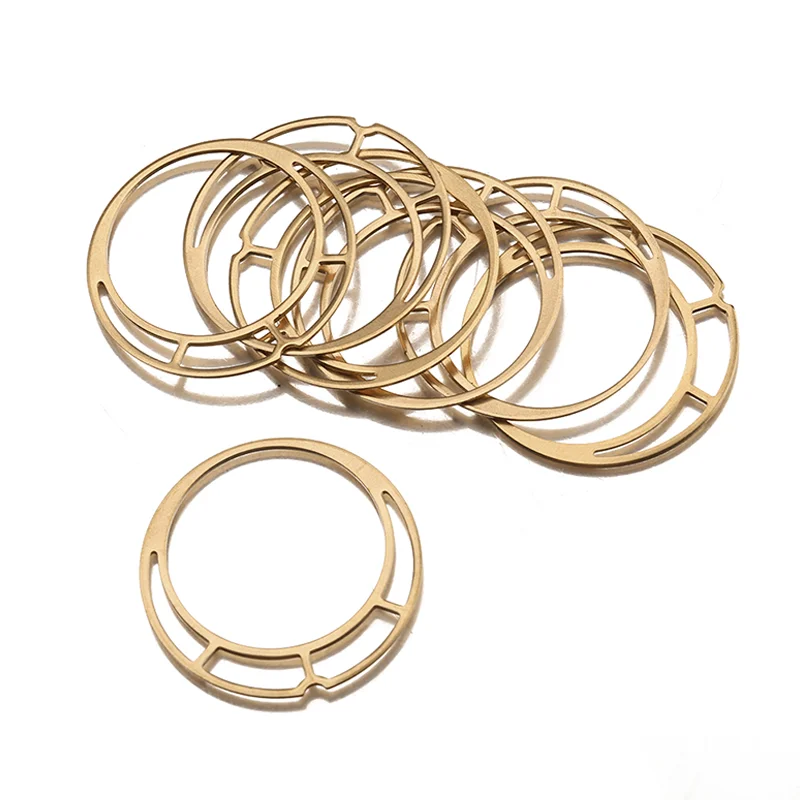 10pcs Raw Brass Round Double Layer Big Circle Hoop Charms Pendant For DIY Trendy Drop Earrings Necklace Jewelry Making Supplies