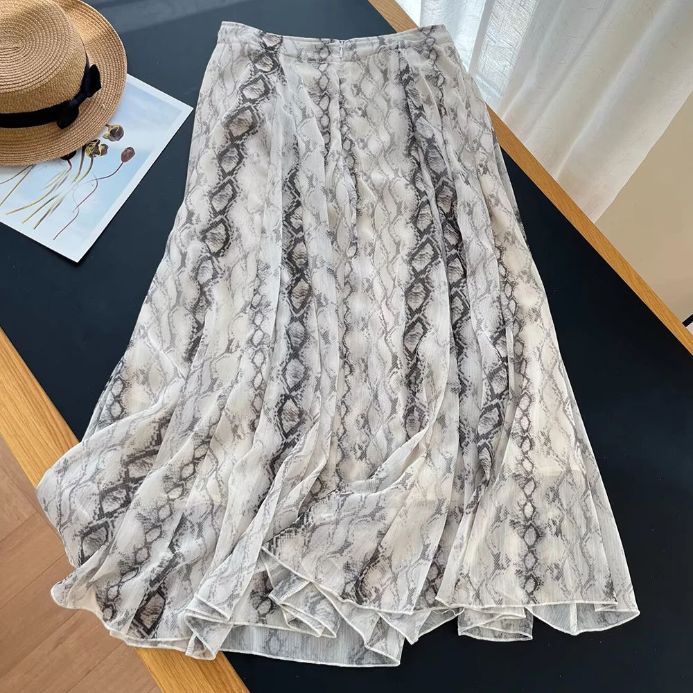 

Элегантная асимметричная юбка миди в клетку для женщин, свободная драпированная юбка А-силуэта с высокой талией, модный тренд весны 2026 года