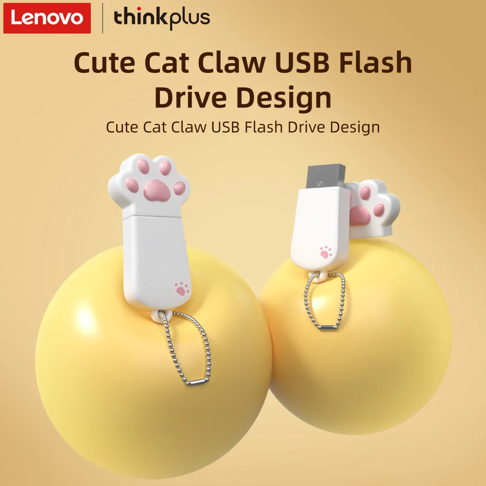 

Lenovo Cute Cat Claw USB Flash Drive Set, High Speed Portable Memory Stick, Lovely Cartoon U Disk Gift for Daily Use Laptop PC