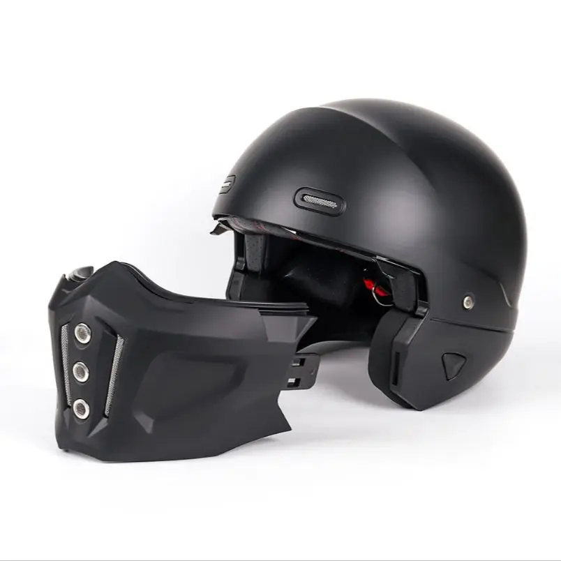 Retro Capacete Detachable For Motorcycle Bike Quick Release ABS Open Helmet Full Face Matte Black Modular Classic Professional