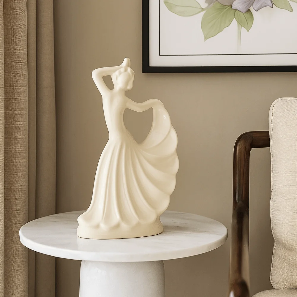 Handicraft Dancing Lady Figurine Model Simulated Ceramic Dancing Lady Statue Display Ins Tabletop Art Figure Festival Decor