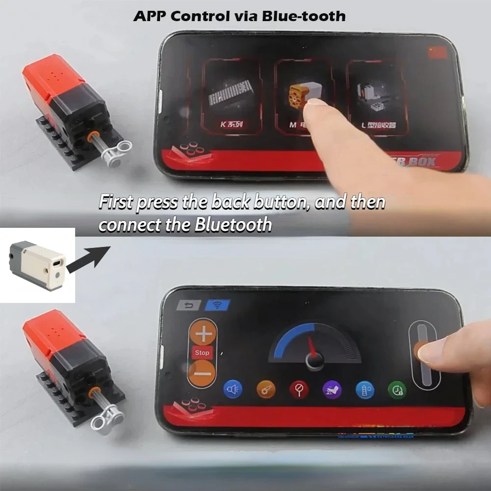 154PCS MOC Car Chassis Differentials Locks Blue-tooth Power Motor APP Control Rechargeable for Building Blocks Car Modification