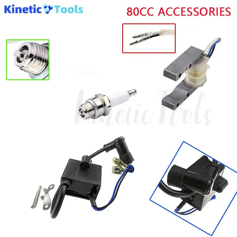 Magnetic coil black and white blue wire high voltage pack igniter spark plug white for refitting 2-stroke 60CC 80CC accessories