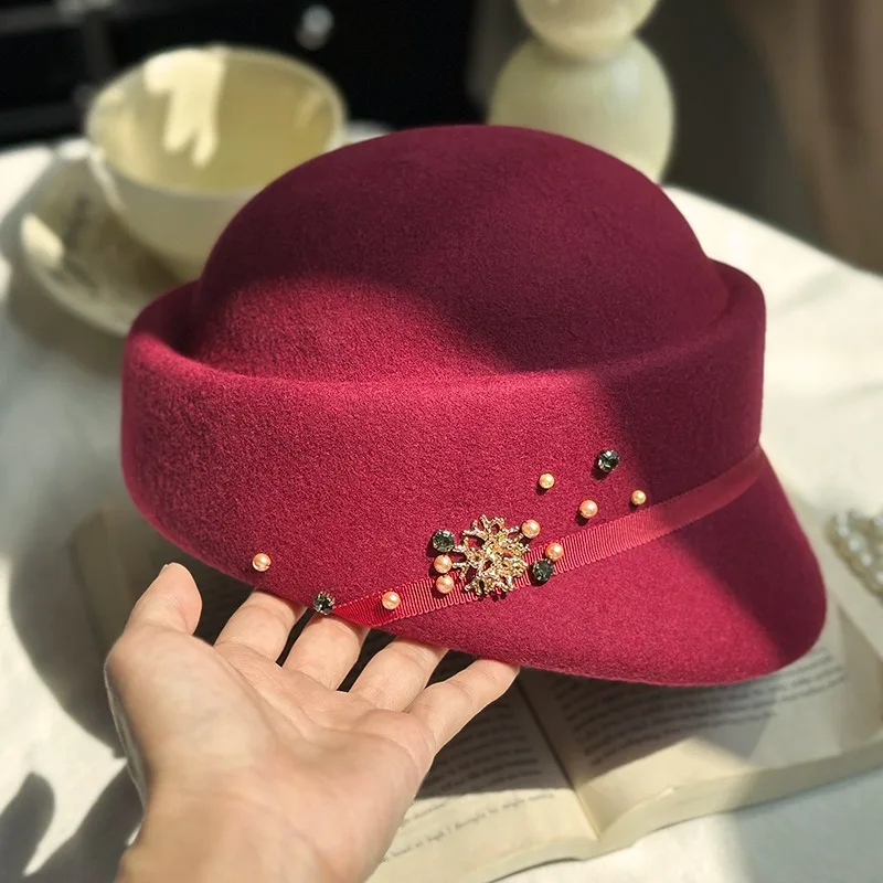 

Шерстяные шляпы для верховой езды, 100% шерсть, женские, в стиле ретро, для коктейльных вечеринок, дома, спорта, церкви, береты, повседневные, для работы, высококачественные фетровые шляпы, элегантные