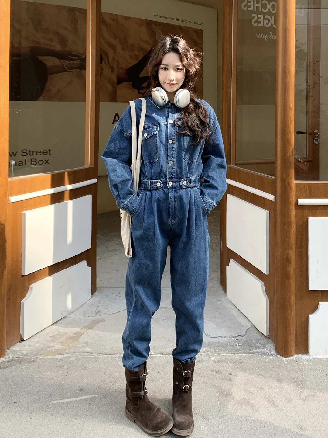 

High Waist Denim Overalls Women's Spring 2026 Slimming Faionable Workwear Set High Waist ket Long Pants Classic Sle