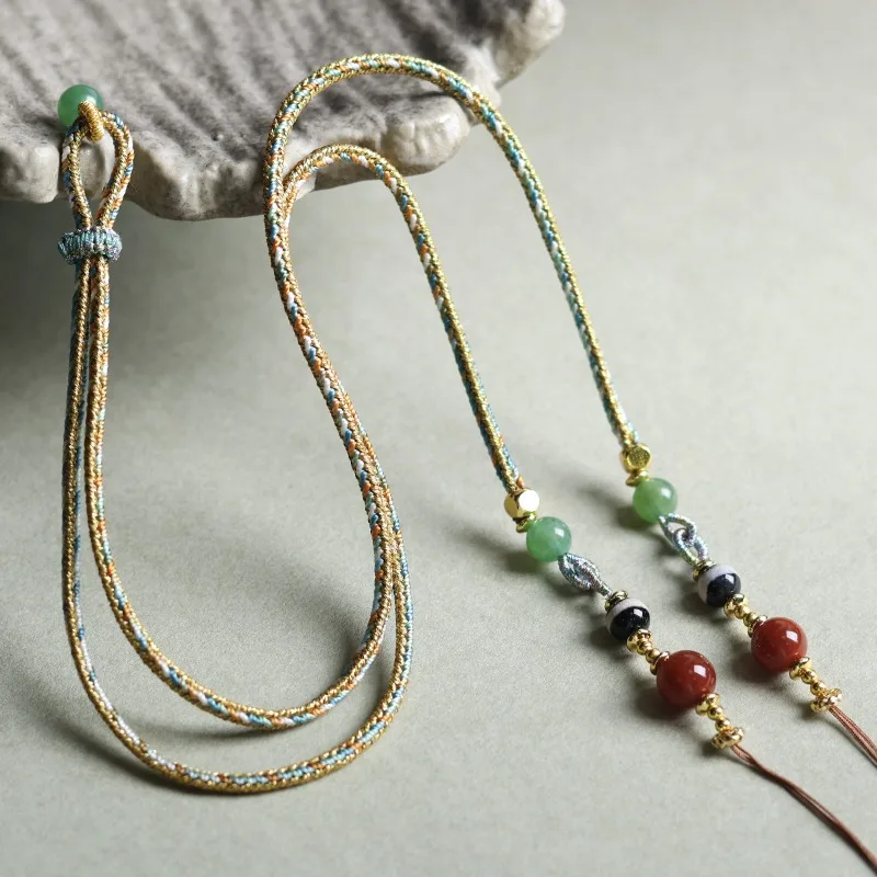 Handwoven Chinese Style Versatile Necklace Cord Sweater Chain Thangka Pendant New Chinese Lanyard Design Chain Gifts