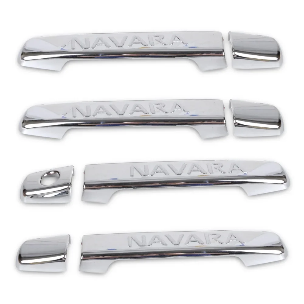 FUNDUOO New Chrome Side Door Handle Cover Trim Sticker For Nissan Navara Frontier D40 4 door 2005 2006 2007 2008 2009