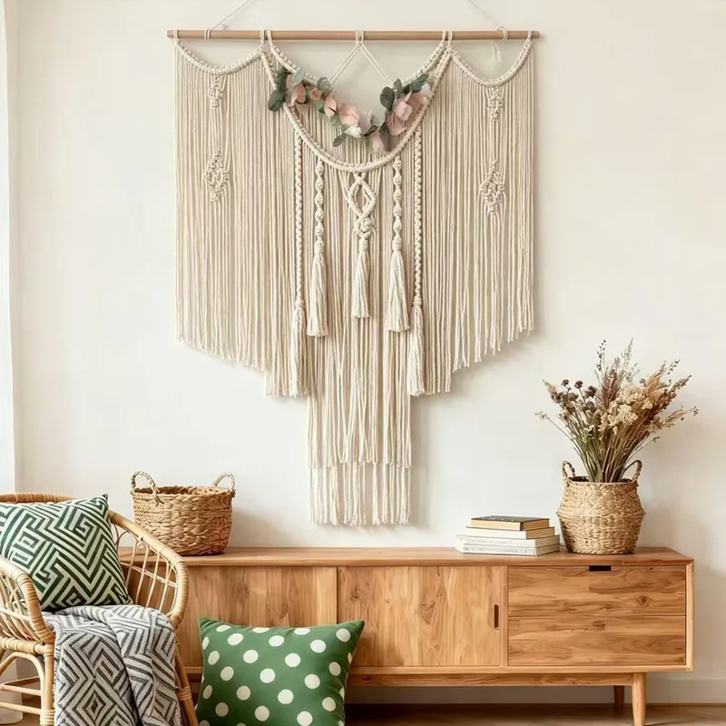 Bohemian handmade cotton thread tapestry, geometric totem woven wall decorations, Nordic INS style bedroom and guesthouse decora