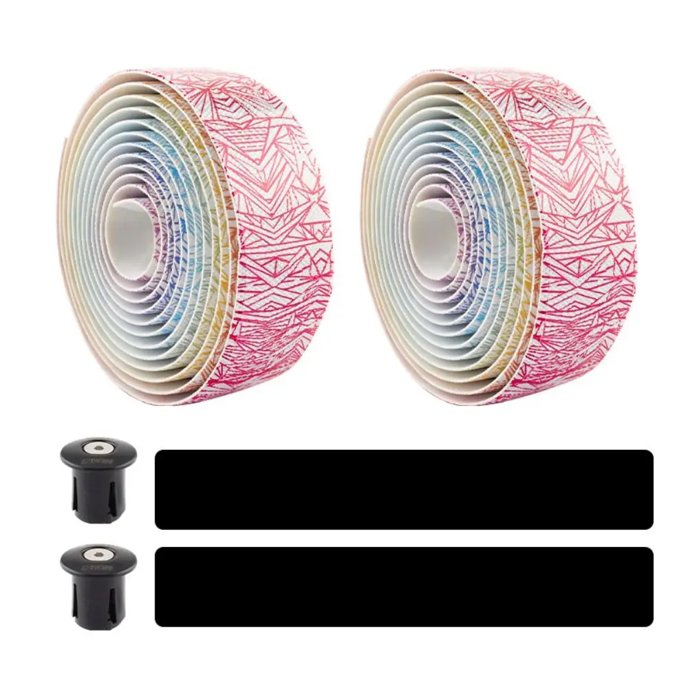 Two Rolls Ice Cracks Cycling Handlebar Tape with Handle Blocking Non-slip Handle Bar Tapes Gradient Color Sweat Absorption